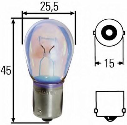 8GA002073123 HELLA Лампа розжарювання STANDARD P21W, BA 15 s, 12 V (к-кт 2шт)