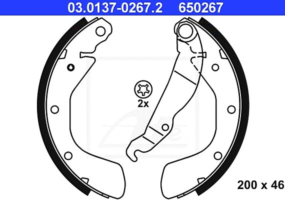 Фото колодки торм.барабан. 200x46 ATE - HAMULCE 03.0137-0267.2 Ate 03.0137-0267.2 Ate Колодки торм.барабан. 200x46 ATE - HAMULCE