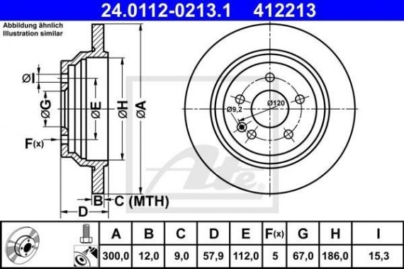 24.0112-0213.1 Ate Торм.диск задн. 304x30x120w ATE - HAMULCE