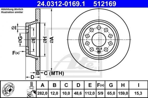 24.0312-0169.1 Ate Торм.диск задн. 286x12x48.5 ATE - HAMULCE