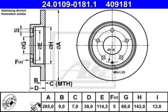 24.0109-0181.1 Ate Диск гальмівний