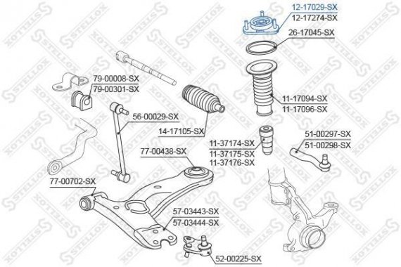 Фото опора амортизатора переднього Toyota Rav 4 2.4 16V/3.5 24V 05> 1217029SX STELLOX 1217029SX STELLOX Опора амортизатора переднього Toyota Rav 4 2.4 16V/3.5 24V 05>