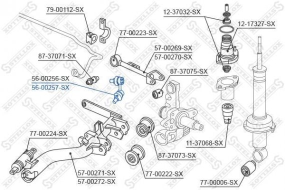 5600257SX STELLOX Тяга стабілізатора переднього Elantra Ceed i30 Magentis III Tucson Sportage/
Honda