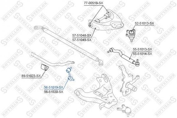 5651019SX STELLOX Тяга стабілізатора переднього ліва Trajet L200