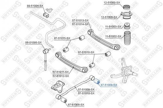 8751009SX STELLOX Сайлентблок заднього поздовжнього важеля Hyundai Accent всі 99