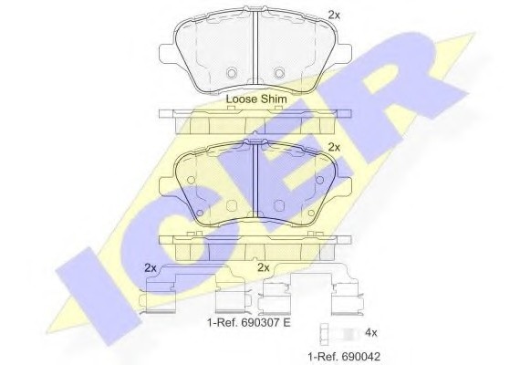 182108 ICER 182108_колодки дисковые передние! 131,6x17,5x60 \ Ford B-Max 1.0-1.6i/TDCi 12> 182108 ICER