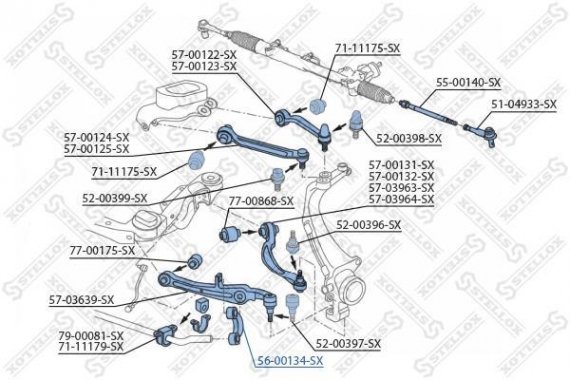 5600134SX STELLOX Тяга стабилизатора переднего Audi A6 all 04>/ A8 all 02>