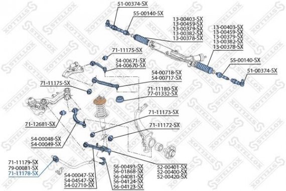7111178SX STELLOX 71-11178-SX_втулка стабилизатора переднего! d25 \ VW Passat Sedan 97-00 7111178SX STELLOX