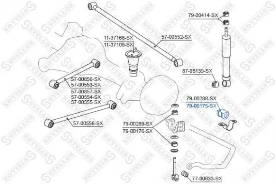 7900175SX STELLOX 79-00175-SX_втулка стабилизатора заднего! \ Toyota Land Cruiser 200 08> 7900175SX STELLOX