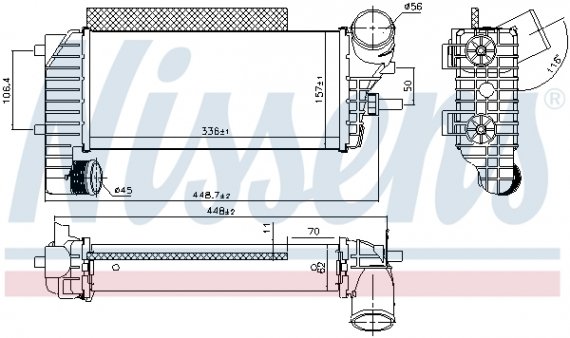 96251 NISSENS (Дания) Интеркулер FORD TRANSIT CONNECT 9/13-, FOCUS III 6/11- 1.5TDCi/1.6TDCi 96251 96251 NISSENS