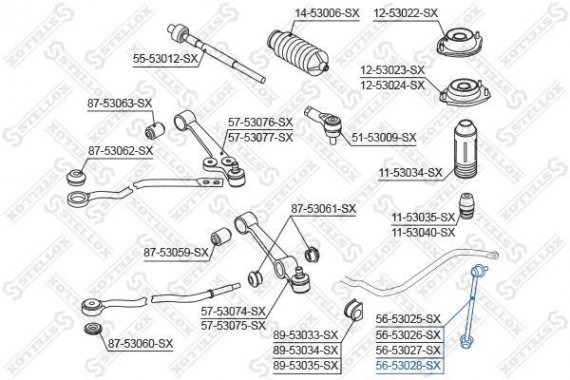 5653028SX STELLOX 56-53028-SX_тяга стабилизатора переднего правая! \ KIA Rio 02> 020708> 5653028SX STELLOX