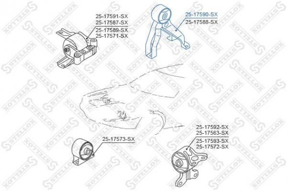 25-17590-sx_подушка двигателя задняя! mitsubishi outlander cw# <2006 2517590SX STELLOX