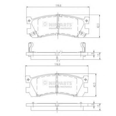 J3613005 NIPPARTS (Нидерланды) Колодки тормозные MAZDA 626 87-97/929 87-91/XEDOS 9/MPV 95-99 задние J3613005 NIPPARTS