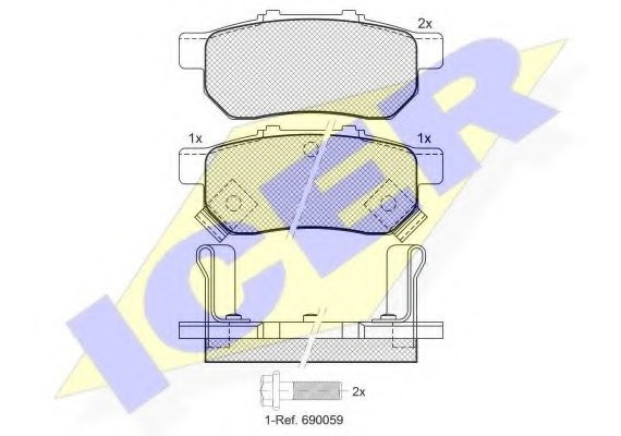 Фото комплект гальмівних колодок (дискових) 181024 ICER 181024 ICER Комплект гальмівних колодок (дискових)