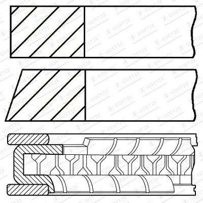 0842830000 GOETZE Кольца поршн к-т на 1 цил toyota avensis t22, carina e, corolla e11 0842830000 GOETZE