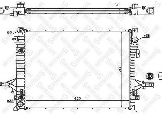 1026462SX STELLOX Радіатор охолодження двигуна (АВТОМАТ коробка) Volvo XC90 2.5 02>