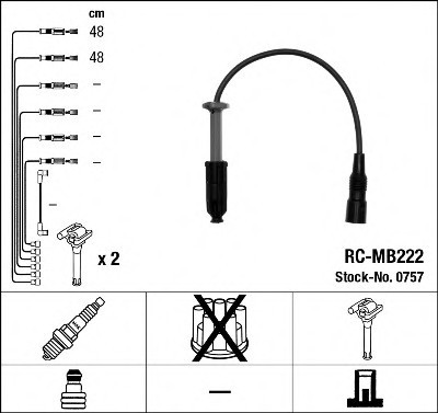 RCMB222 NGK Комплект дротів запалювання (вир-во NGK)