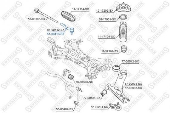 5100413SX STELLOX 51-00413-SX_наконечник рулевой правый! \ Hyundai Tucson IX35 09> 5100413SX STELLOX
