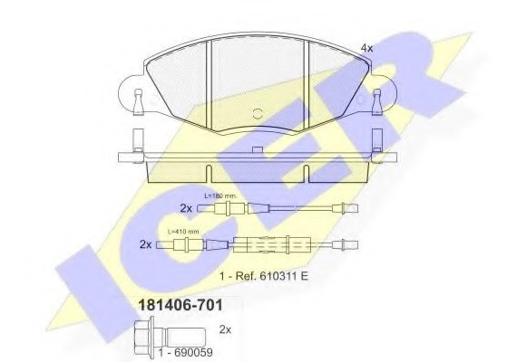 181406701 ICER 181406-701_колодки дисковые передние ! \ Citroen C5 2.2HDi/3.0i 00> 181406701 ICER