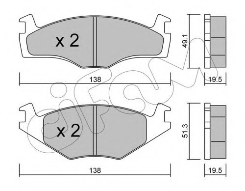 8220451 CIFAM КОЛОДКИТОРМОЗНЫЕ ПЕРЕДНІ VW GOLF 1.4-1.81.6-1.9TD 83-95PASSAT 82-88 8220451 CIFAM