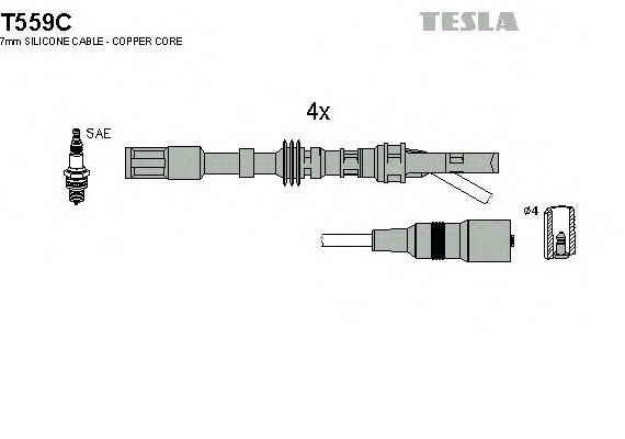 T559C TESLA (Чехия) Провід в/в VW/AUDI/SEAT/SKODA OCTAVIA 1,8 AGN/APG 96>05г к-т     # T559C TESLA