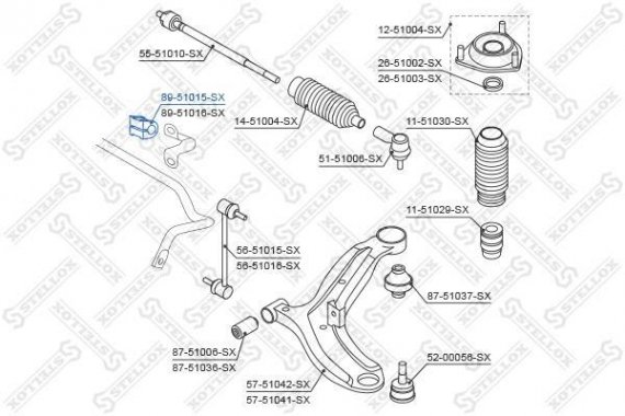 8951015SX STELLOX 89-51015-SX_втулка стабилизатора переднего! \ Hyundai Getz 02> 8951015SX STELLOX