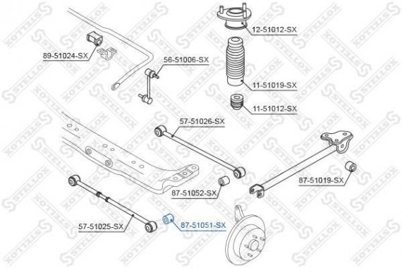 8751051SX STELLOX 87-51051-SX_сайлентблок зад. рычага зад.! \ Hyundai Coupe 01> 8751051SX STELLOX