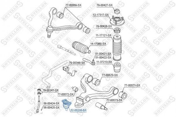 5200238SX STELLOX Опора кульова Actyon Kyron Rexton Actyon Sport