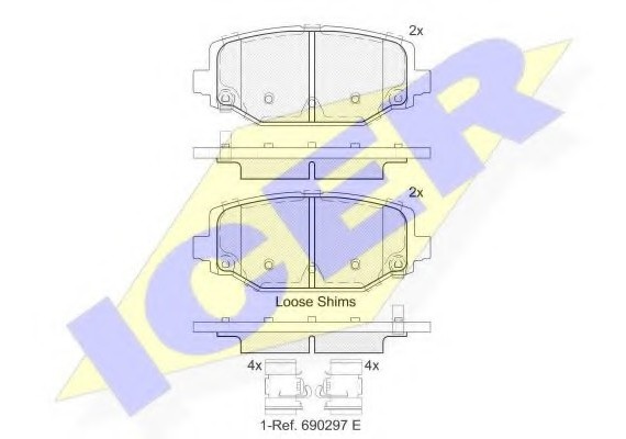 Фото комплект гальмівних колодок (дискових) 182053 ICER 182053 ICER Комплект гальмівних колодок (дискових)