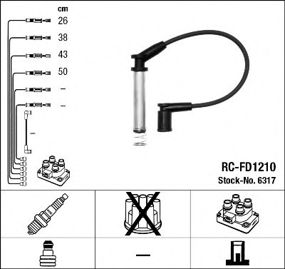 RCFD1210 NGK Провода зажигания FORD Fiesta, KA (пр-во NGK)