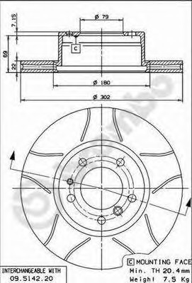 09514276 BREMBO (Германия) Диск гальмівний передній BMW: 5 87-95, 5 Touring 91-97, 7 86-94 09514276 BREMBO