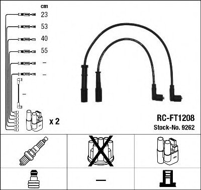 RCFT1208 NGK Комплект дротів запалювання (вир-во NGK)