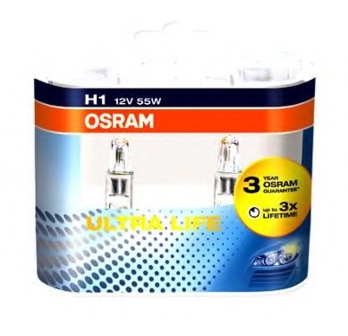64150ULTHCB OSRAM (Япония) А/лампы Osram г/с Ultra Life 12V H1 55W ( 2шт) (Германия) 64150ULTHCB OSRAM