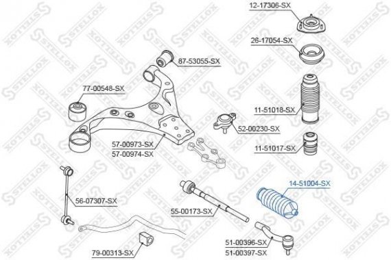 1451004SX STELLOX Пильовик рульової рейки Hyundai Elantra 1.6 01-06 рр
