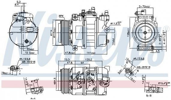 89496 NISSENS (Дания) Компрессор RANGE ROVER III 4.2, 4.4i 5/05- (SANDEN) 89496 89496 NISSENS