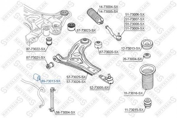8973013SX STELLOX 89-73013-SX_втулка стабилизатора! \ Daewoo Kalos 02> 8973013SX STELLOX