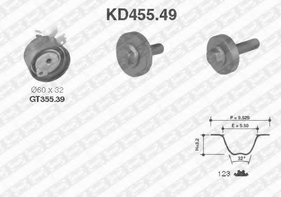 KD45549 SNR Комплект ремня ГРМ