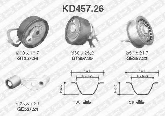 Комплект ременя ГРМ SNR