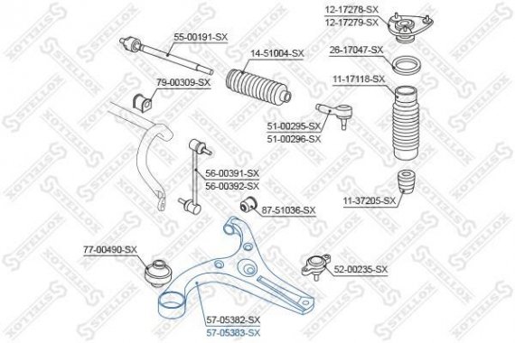 5705383SX STELLOX 57-05383-SX_рычаг правый! \ Hyundai Accent 05> 5705383SX STELLOX