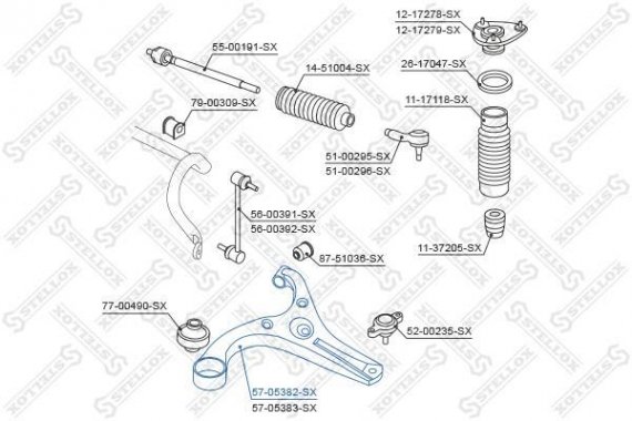5705382SX STELLOX 57-05382-SX_рычаг левый! \ Hyundai Accent 05> 5705382SX STELLOX