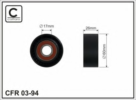 0394 CAFFARO Ролик п/клин. ремня PSA Berlingo, Xsara, 206, Part 0394 CAFFARO