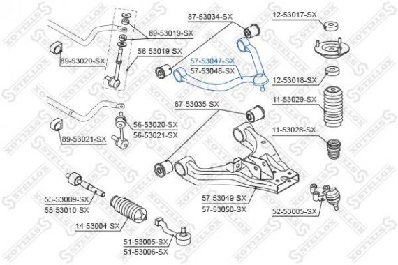 5753047SX STELLOX 57-53047-SXРЫЧАГ ВЕРХНИЙ ЛЕВЫЙ KIA SORENTO 02 5753047SX STELLOX
