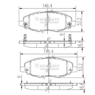 J3602108 NIPPARTS (Нидерланды) Колодки тормозные TOYOTA HILUX 01- передние J3602108 NIPPARTS