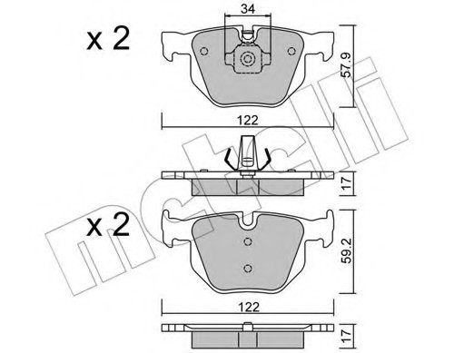 2206444 METELLI (Италия) Комплект тормозных колодок, дисковый тормоз 2206444 METELLI