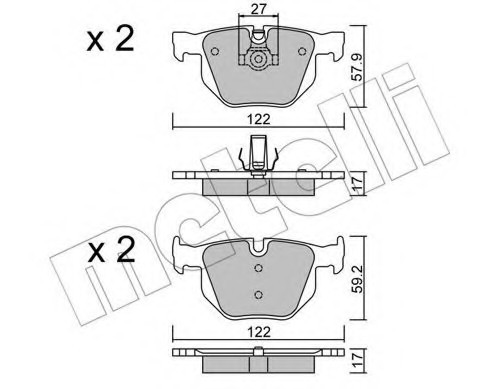 2206440 METELLI (Италия) Комплект тормозных колодок, дисковый тормоз 2206440 METELLI