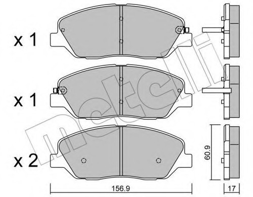 2207870 METELLI (Италия) Комплект тормозных колодок, дисковый тормоз 2207870 METELLI