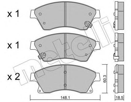 2208380 METELLI (Италия) Комплект тормозных колодок, дисковый тормоз 2208380 METELLI