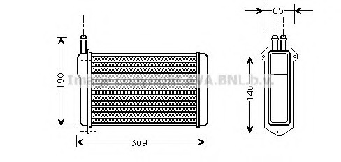 LA6009 AVA COOLING Радиатор отопителя ВАЗ 2108, 09, 099, <Таврия> (пр-во AVA)