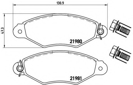 P61098 BREMBO (Германия) Комплект гальмівних колодок, дискове гальмо P61098 BREMBO
