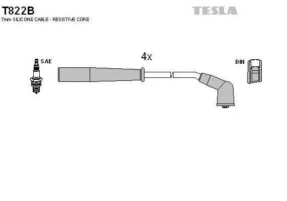 T822B TESLA (Чехия) КОМПЛЕКТ ПРОВОДИMAZDA 323 1.3, 1.4 16V 94- T822B TESLA